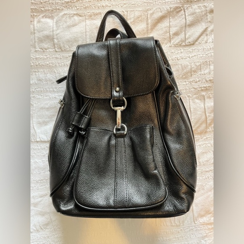 Black Leather Women's Backpack